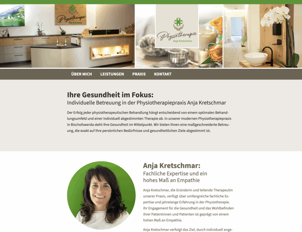 Website Physiotherapie Anja Kretschmar
